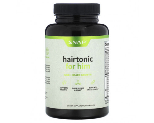 Для волос и ногтей Snap Supplements, Hairtonic для него, средство для роста волос и бороды, 90 капсул Для волос и ногтей Snap Supplements, Hairtonic для него, средство для роста волос и бороды, 90 капсул