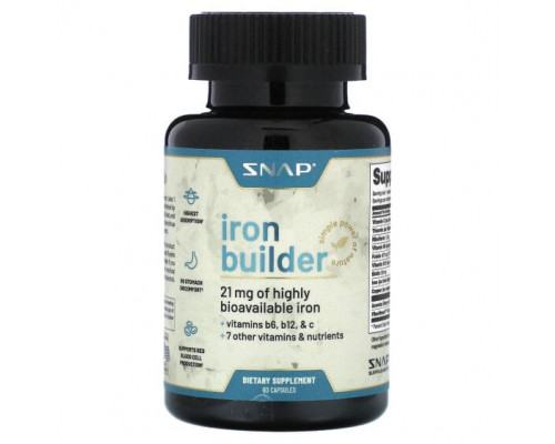 Железо Snap Supplements, Iron Builder, 60 капсул Железо Snap Supplements, Iron Builder, 60 капсул