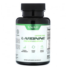 Аминокислоты Snap Supplements, L-аргинин, без кофеина, 60 капсул