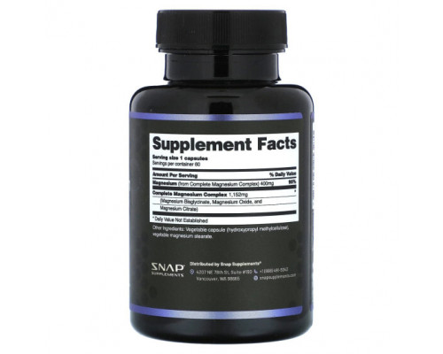 Магний Snap Supplements, Комплекс магния`` 60 капсул Магний Snap Supplements, Комплекс магния`` 60 капсул