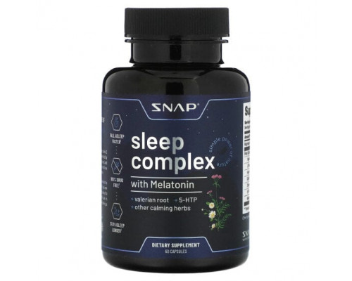 Для здорового сна Snap Supplements, Комплекс для сна с мелатонином, 60 капсул Для здорового сна Snap Supplements, Комплекс для сна с мелатонином, 60 капсул