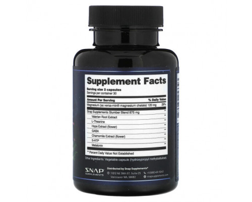 Для здорового сна Snap Supplements, Комплекс для сна с мелатонином, 60 капсул Для здорового сна Snap Supplements, Комплекс для сна с мелатонином, 60 капсул