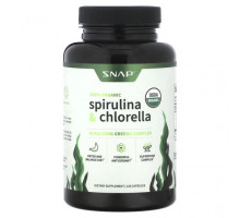 Водоросли Snap Supplements, Органическая спирулина и хлорелла, 120 капсул