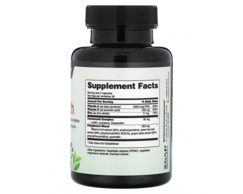Для глаз Snap Supplements, Здоровье глаз`` 60 капсул Для глаз Snap Supplements, Здоровье глаз`` 60 капсул