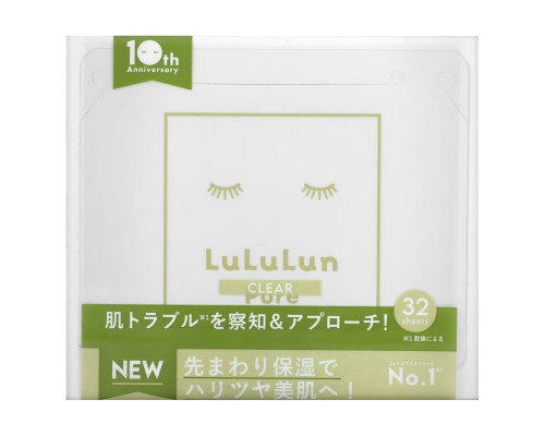 Lululun, Pure Clear, Beauty Sheet Mask, белая 6FB, 32 шт., 500 мл (17 жидк. Унций) Lululun, Pure Clear, Beauty Sheet Mask, белая 6FB, 32 шт., 500 мл (17 жидк. Унций)