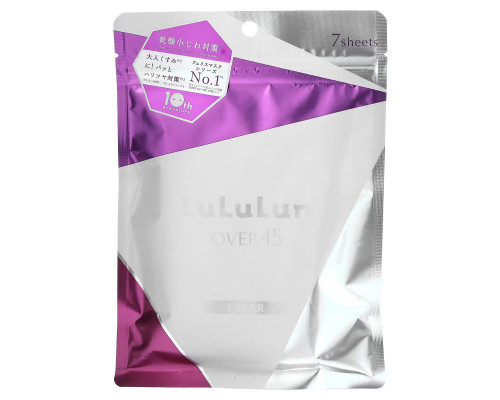 Lululun, Over 45 Beauty Sheet Mask, Iris Blue (Clear) 2KS, 7 шт., 113 мл (3,82 жидк. Унции)