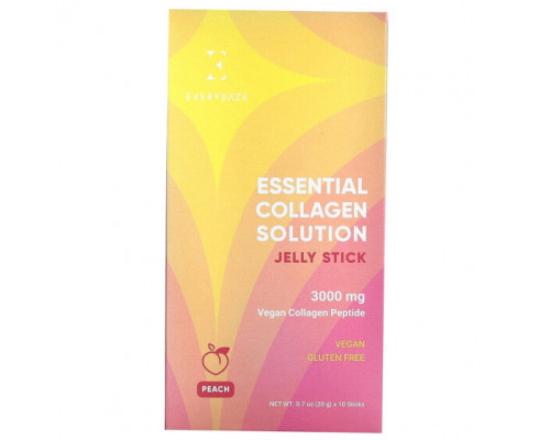 Для мышц и суставов Everydaze, Желе-стик Essential Collagen Solution, персик, 3000 мг, 10 стиков по 20 г (0,7 унции) Для мышц и суставов Everydaze, Желе-стик Essential Collagen Solution, персик, 3000 мг, 10 стиков по 20 г (0,7 унции)