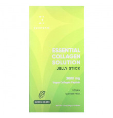 Для мышц и суставов Everydaze, Essential Collagen Solution, желе в стиках, зеленый виноград, 3000 мг, 10 стиков по 20 г (0,7 унции)