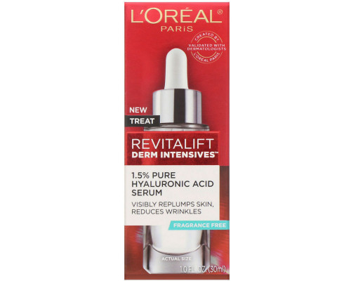 L'Oreal, Revitalift Derm Intensives, сыворотка с 1,5 % гиалуроновой кислотой, 30 мл L'Oreal, Revitalift Derm Intensives, сыворотка с 1,5 % гиалуроновой кислотой, 30 мл