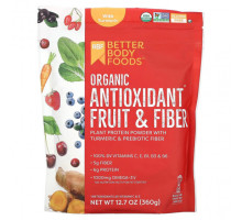 Растительный протеин BetterBody Foods, Органический антиоксидант из фруктов и клетчатки с куркумой, 360 г (12,7 унции)