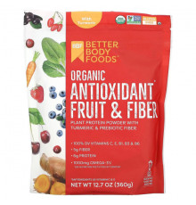 Растительный протеин BetterBody Foods, Органический антиоксидант из фруктов и клетчатки с куркумой, 360 г (12,7 унции)