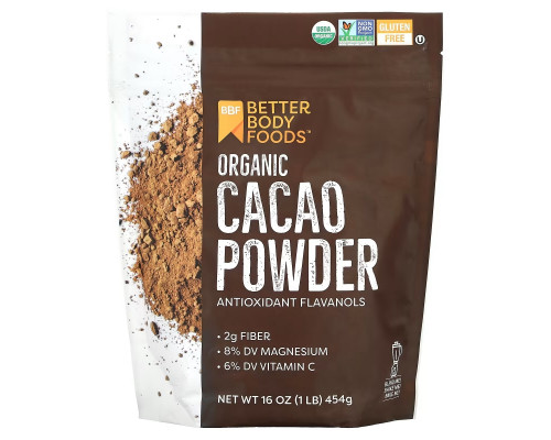 BetterBody Foods, Organic Cacao Powder, 1 lb (454 g) BetterBody Foods, Organic Cacao Powder, 1 lb (454 g)