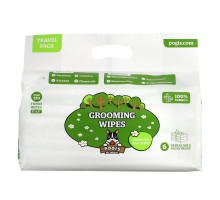 Pogi's Pet Supplies, Салфетки для ухода, дорожный пакет, листья зеленого чая, 6 упаковок, 20 свежих салфеток в каждом