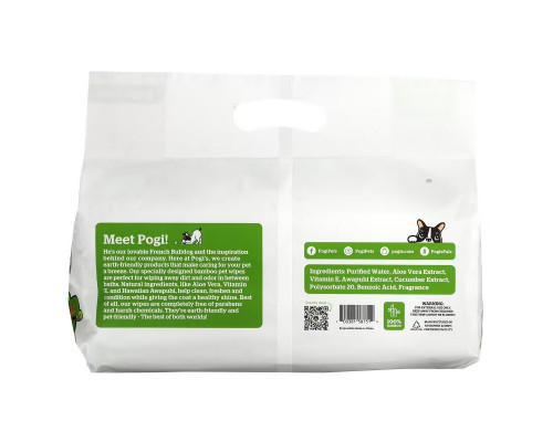 Pogi's Pet Supplies, Салфетки для ухода, дорожный пакет, листья зеленого чая, 6 упаковок, 20 свежих салфеток в каждом Pogi's Pet Supplies, Салфетки для ухода, дорожный пакет, листья зеленого чая, 6 упаковок, 20 свежих салфеток в каждом