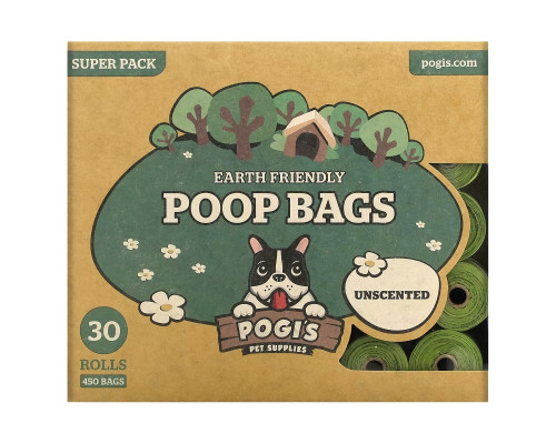 Pogi's Pet Supplies, Earth Friendly какашки, без запаха, 30 рулонов, 450 пакетиков Pogi's Pet Supplies, Earth Friendly какашки, без запаха, 30 рулонов, 450 пакетиков