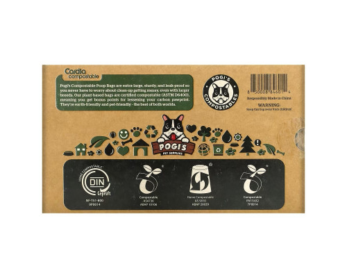 Pogi's Pet Supplies, Компостируемые пакеты из фекалий, 18 рулонов, 270 пакетов Pogi's Pet Supplies, Компостируемые пакеты из фекалий, 18 рулонов, 270 пакетов