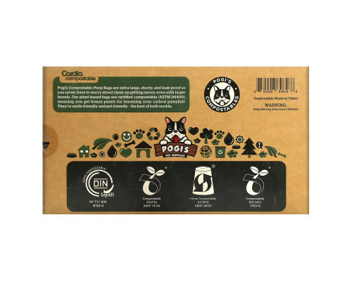 Pogi's Pet Supplies, Компостируемые пакеты из фекалий, 32 рулона, 480 пакетов Pogi's Pet Supplies, Компостируемые пакеты из фекалий, 32 рулона, 480 пакетов