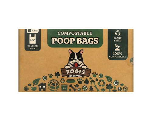 Pogi's Pet Supplies, Компостируемые пакеты из фекалий, 32 рулона, 480 пакетов с ручками Pogi's Pet Supplies, Компостируемые пакеты из фекалий, 32 рулона, 480 пакетов с ручками