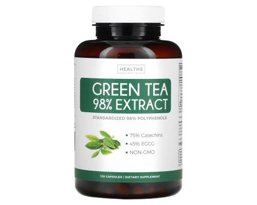 Healths Harmony, Green Tea 98% Extract, 120 Capsules Healths Harmony, Green Tea 98% Extract, 120 Capsules