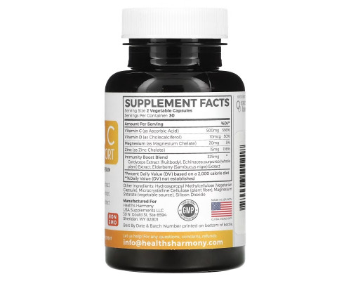 Healths Harmony, Vitamin C Immune Support, 60 Capsules Healths Harmony, Vitamin C Immune Support, 60 Capsules