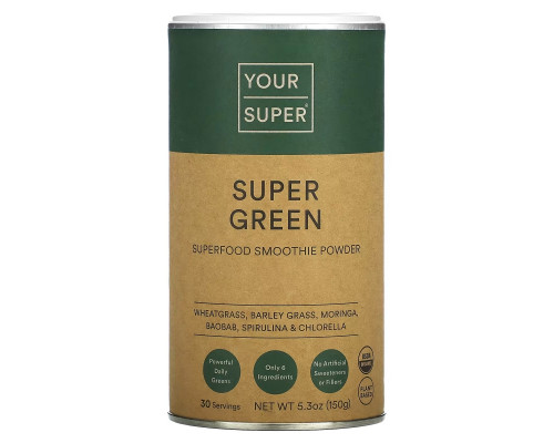 Your Super, Super Green, Superfood Smoothie Powder, 5.3 oz (150 g) Your Super, Super Green, Superfood Smoothie Powder, 5.3 oz (150 g)