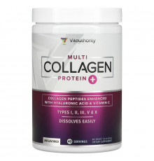 Vitauthority, Multi Collagen Protein Plus Vitamin C, Hyaluronic Acid, Unflavored, 11.3 oz (320 g)