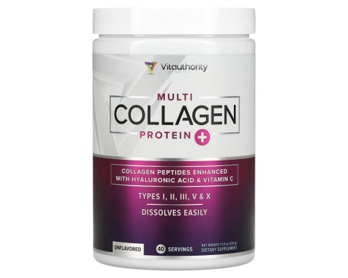 Vitauthority, Multi Collagen Protein Plus Vitamin C, Hyaluronic Acid, Unflavored, 11.3 oz (320 g) Vitauthority, Multi Collagen Protein Plus Vitamin C, Hyaluronic Acid, Unflavored, 11.3 oz (320 g)