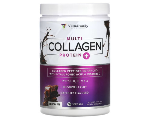 Vitauthority, Multi Collagen Protein Plus Vitamin C, Hyaluronic Acid, Chocolate, 9.3 oz (264 g) Vitauthority, Multi Collagen Protein Plus Vitamin C, Hyaluronic Acid, Chocolate, 9.3 oz (264 g)