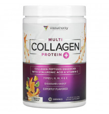 Vitauthority, Multi Collagen Protein Plus Vitamin C, Hyaluronic Acid, Tropical Punch, 9.9 oz (282 g)