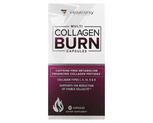 Для мышц и суставов Vitauthority, Multi Collagen Burn, 60 капсул Для мышц и суставов Vitauthority, Multi Collagen Burn, 60 капсул