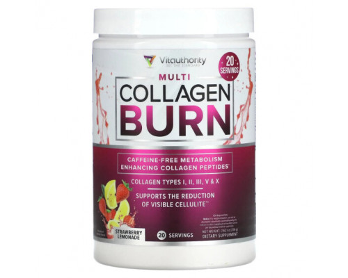 Для похудения и контроля веса Vitauthority, Multi Collagen Burn, клубничный лимонад, 216 г (7,62 унции) Для похудения и контроля веса Vitauthority, Multi Collagen Burn, клубничный лимонад, 216 г (7,62 унции)