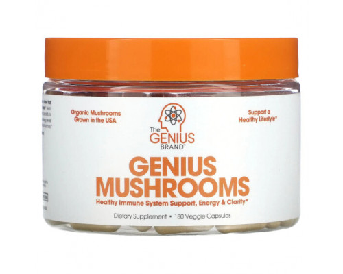 Грибы The Genius Brand, Genius Mushrooms, 180 растительных капсул Грибы The Genius Brand, Genius Mushrooms, 180 растительных капсул