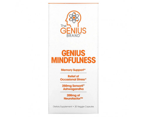Улучшение памяти и работы мозга The Genius Brand, Genius Mindfullness, 30 растительных капсул Улучшение памяти и работы мозга The Genius Brand, Genius Mindfullness, 30 растительных капсул