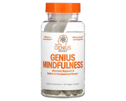 Улучшение памяти и работы мозга The Genius Brand, Genius Mindfullness, 30 растительных капсул Улучшение памяти и работы мозга The Genius Brand, Genius Mindfullness, 30 растительных капсул