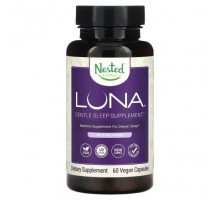 Для здорового сна Nested Naturals, Luna, добавка для мягкого сна с мелатонином, 60 веганских капсул