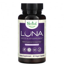Для здорового сна Nested Naturals, Luna, добавка для мягкого сна с мелатонином, 60 веганских капсул