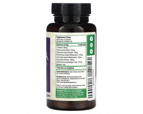 Для здорового сна Nested Naturals, Luna, добавка для мягкого сна с мелатонином, 60 веганских капсул Для здорового сна Nested Naturals, Luna, добавка для мягкого сна с мелатонином, 60 веганских капсул
