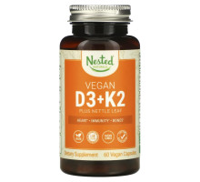 Nested Naturals, Vegan D3 + K2 plus Nettle Leaf, 60 Vegan Capsules