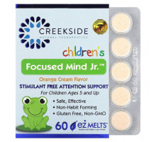 Детское здоровье Creekside Natural Therapeutics, Children's Focused Mind Jr, апельсиновый крем, 60 таблеток EZ-Melt