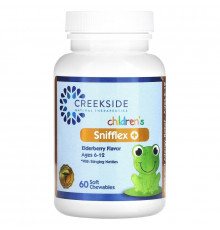 Creekside Natural Therapeutics, Children's Snifflex Plus With Stinging Nettle, Ages 6-12, Elderberry, 60 Soft Chewables
