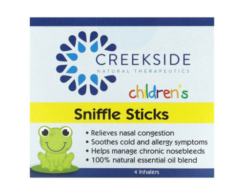 Детское здоровье Creekside Natural Therapeutics, Нюхательные палочки для детей, 4 ингалятора Детское здоровье Creekside Natural Therapeutics, Нюхательные палочки для детей, 4 ингалятора