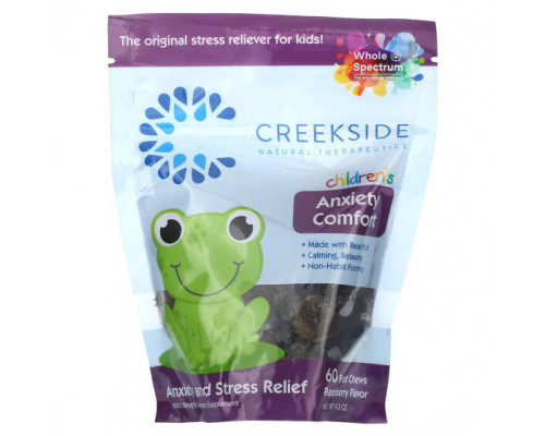 Для нервной системы Creekside Natural Therapeutics, Children's Anxiety Comfort, малина, жевательные таблетки с 60 фруктами Для нервной системы Creekside Natural Therapeutics, Children's Anxiety Comfort, малина, жевательные таблетки с 60 фруктами