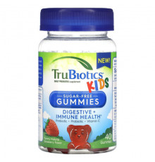 Детское здоровье TruBiotics, Дети, ежедневная добавка с пробиотиками, вкусная натуральная клубника, 40 жевательных таблеток