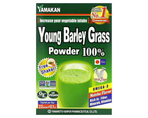 Yamamoto Kanpoh, Young Barley Grass Powder, Matcha, 22 Sachets, 0.1 oz (3 g) Each Yamamoto Kanpoh, Young Barley Grass Powder, Matcha, 22 Sachets, 0.1 oz (3 g) Each