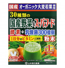 Yamamoto Kanpoh, 30 Domestic Grown Vegetable & Superfood + 12 Kinds Daily Vitamin, 32 Sachets, 3 g Each