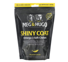 Meg & Hugo, Shiny Coat, жевательные таблетки с омега-3, для собак, для всех возрастов, лосось, 120 жевательных таблеток, 360 г (12,7 унции)