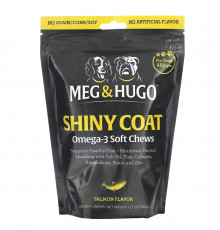 Meg & Hugo, Shiny Coat, жевательные таблетки с омега-3, для собак, для всех возрастов, лосось, 120 жевательных таблеток, 360 г (12,7 унции)