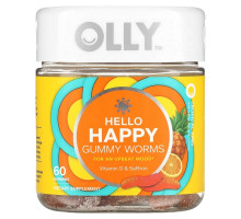 OLLY, Hello Happy, Gummy Worms, Tropical Zing, 60 Gummies
