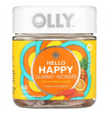 OLLY, Hello Happy, Gummy Worms, Tropical Zing, 60 Gummies
