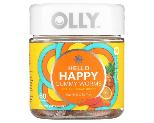 OLLY, Hello Happy, Gummy Worms, Tropical Zing, 60 Gummies